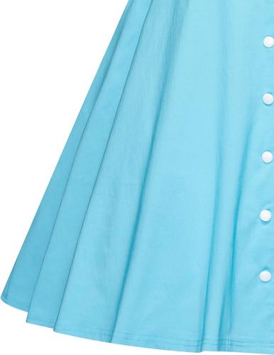 GownTown Women's 1950s Vintage Short Sleeves Notch Lapel Swing Dress