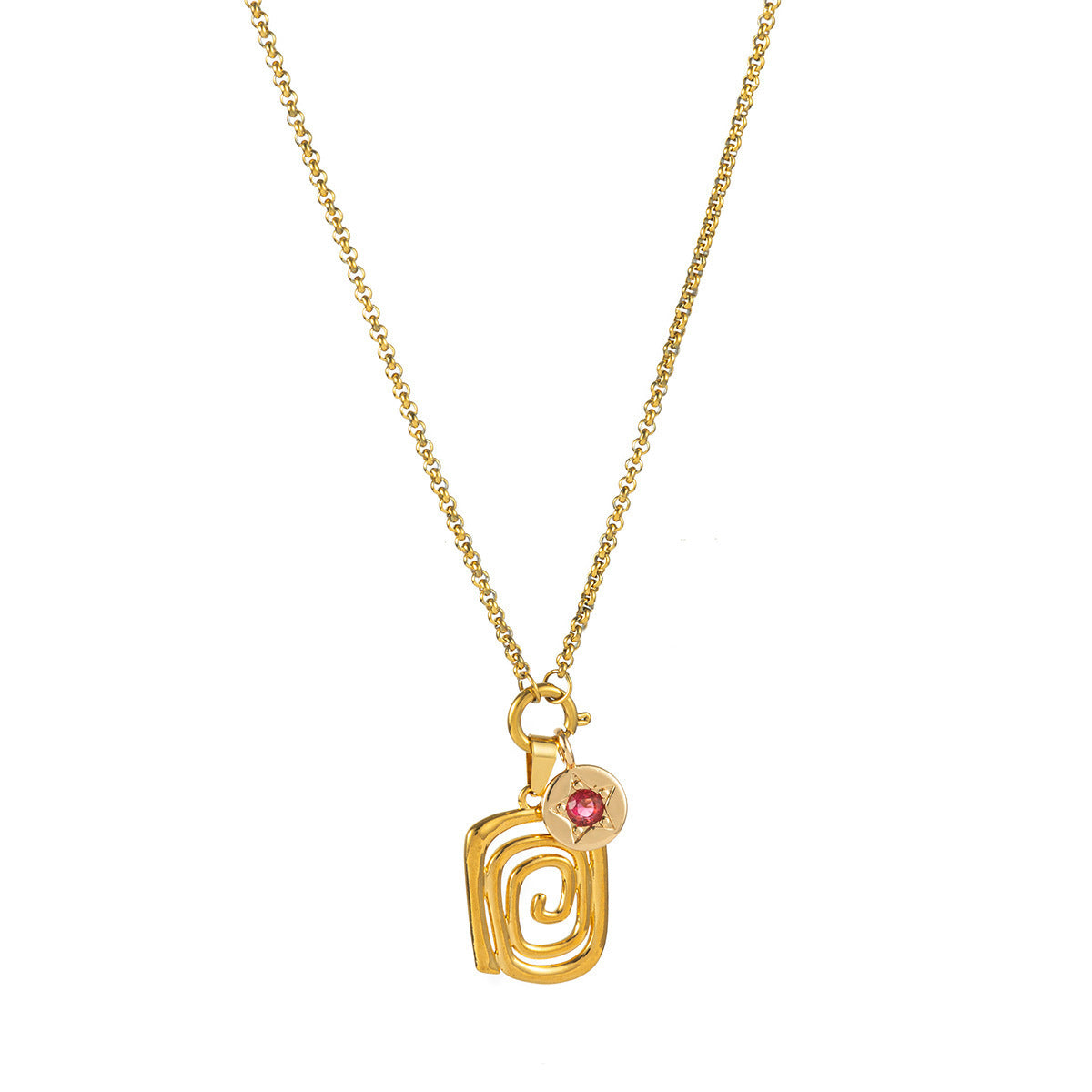 Color Pendant Necklace Female Twelve Birthstone Square Color Zircon