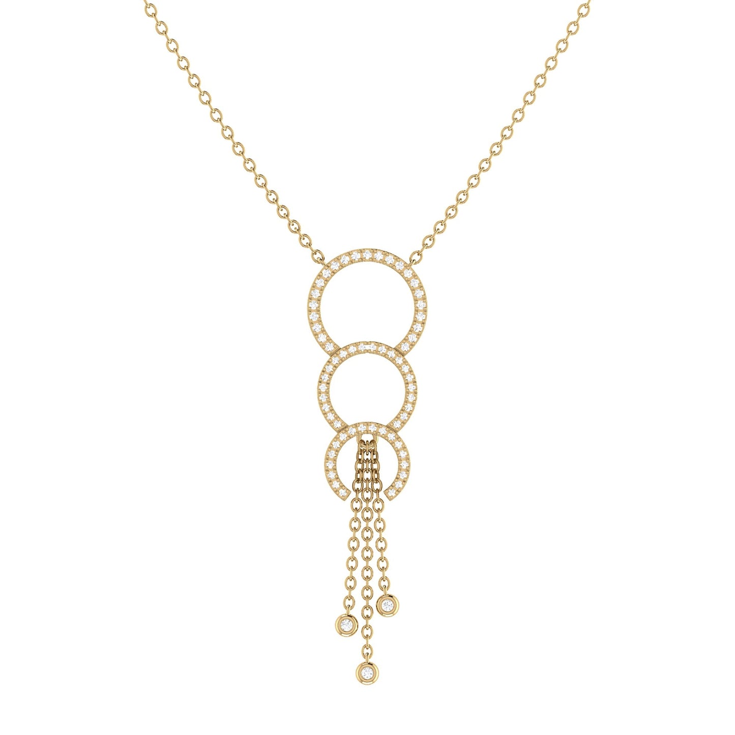 Chandelier Circle Trio Bolo Adjustable Diamond Lariat Necklace in 14K