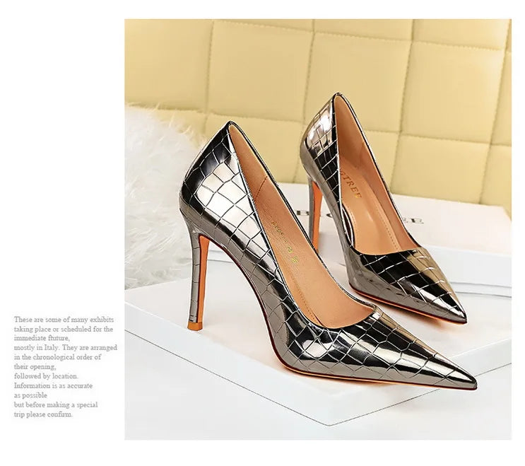 Metal Stone Pattern High Heels Variety Colors