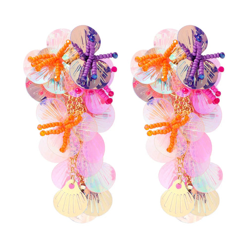 Colorful Shiny Large Shell Earrings