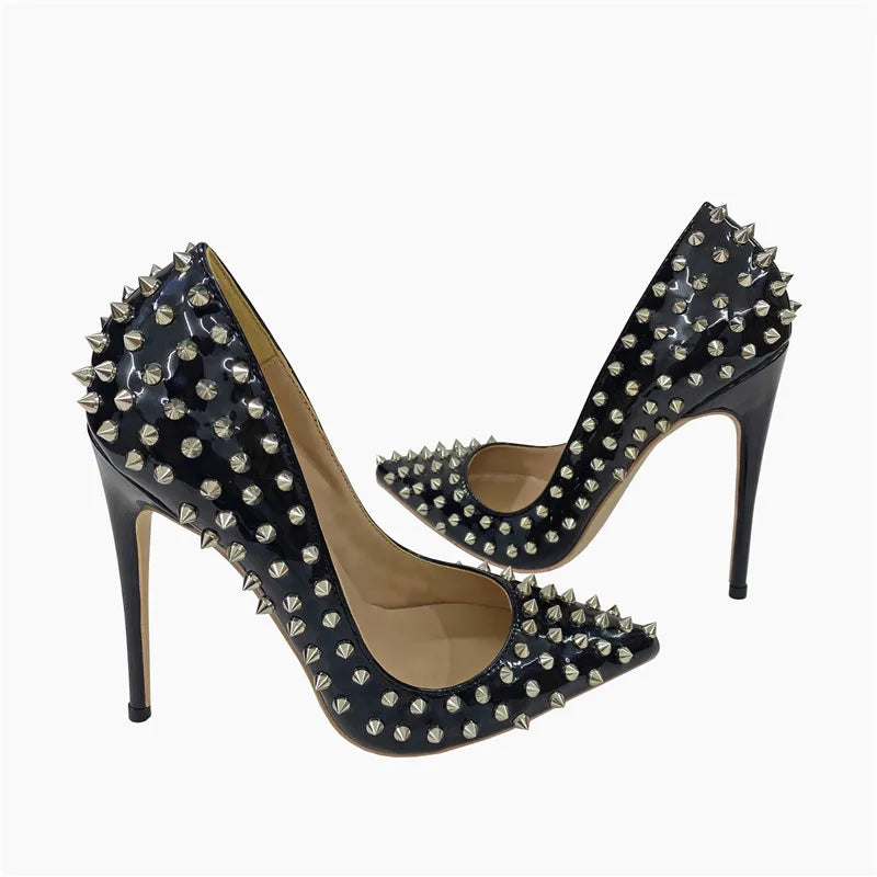 All Spikes Rivets Women Pointed Toe High Heels/Thin Heel 8, 10, 12CM