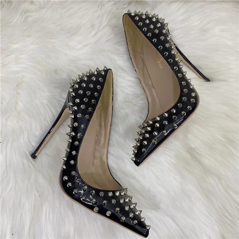 All Spikes Rivets Women Pointed Toe High Heels/Thin Heel 8, 10, 12CM