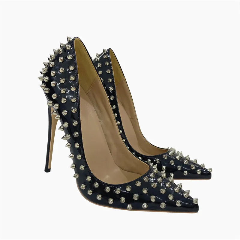 All Spikes Rivets Women Pointed Toe High Heels/Thin Heel 8, 10, 12CM