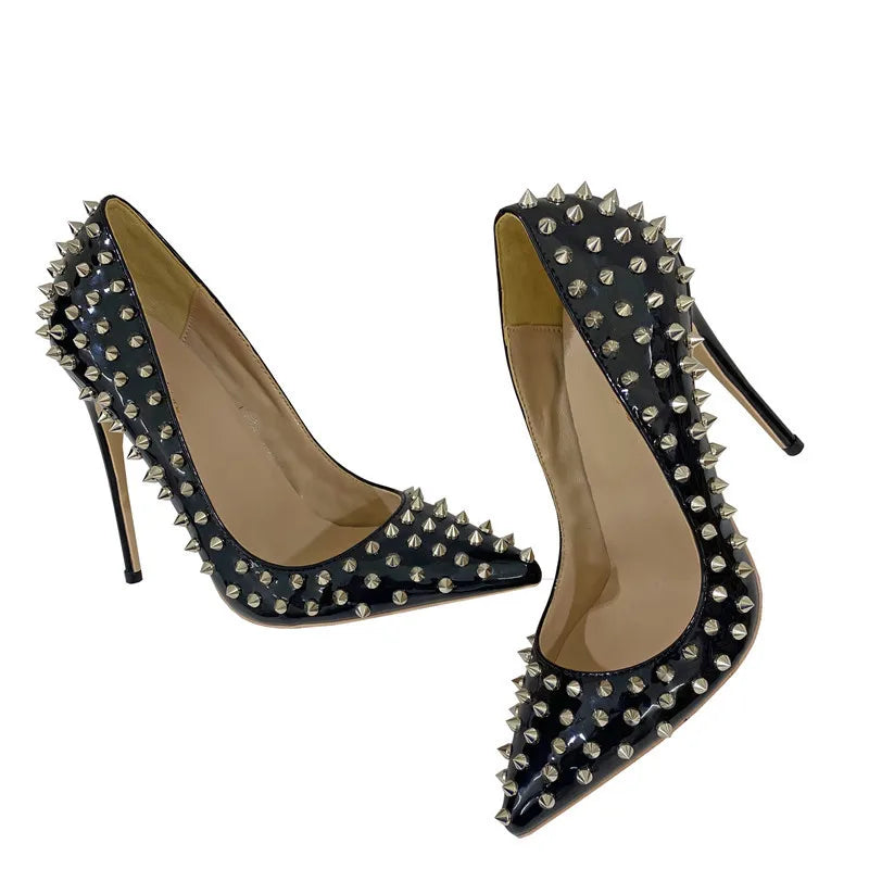 All Spikes Rivets Women Pointed Toe High Heels/Thin Heel 8, 10, 12CM