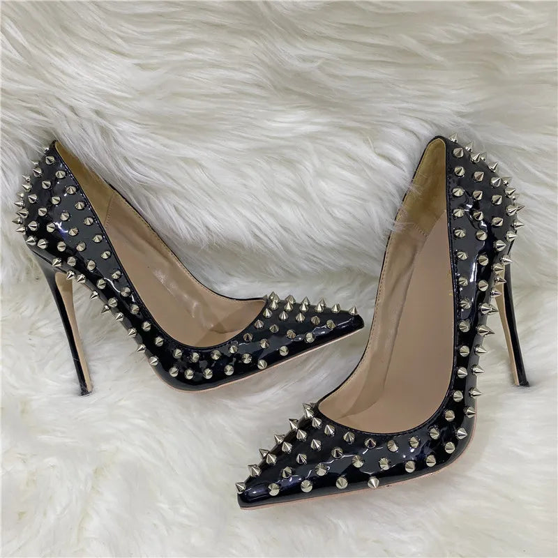 All Spikes Rivets Women Pointed Toe High Heels/Thin Heel 8, 10, 12CM