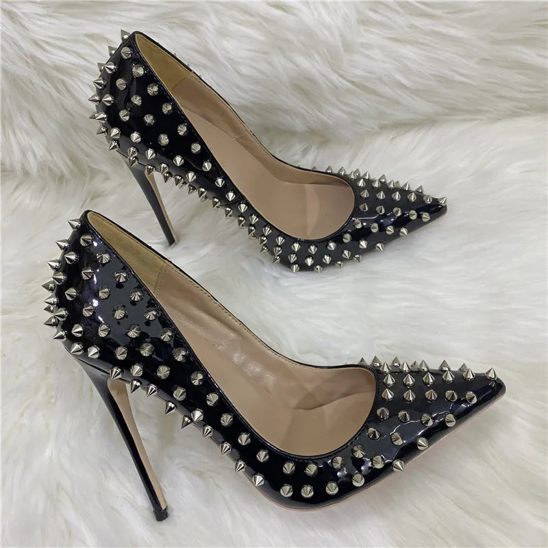 All Spikes Rivets Women Pointed Toe High Heels/Thin Heel 8, 10, 12CM