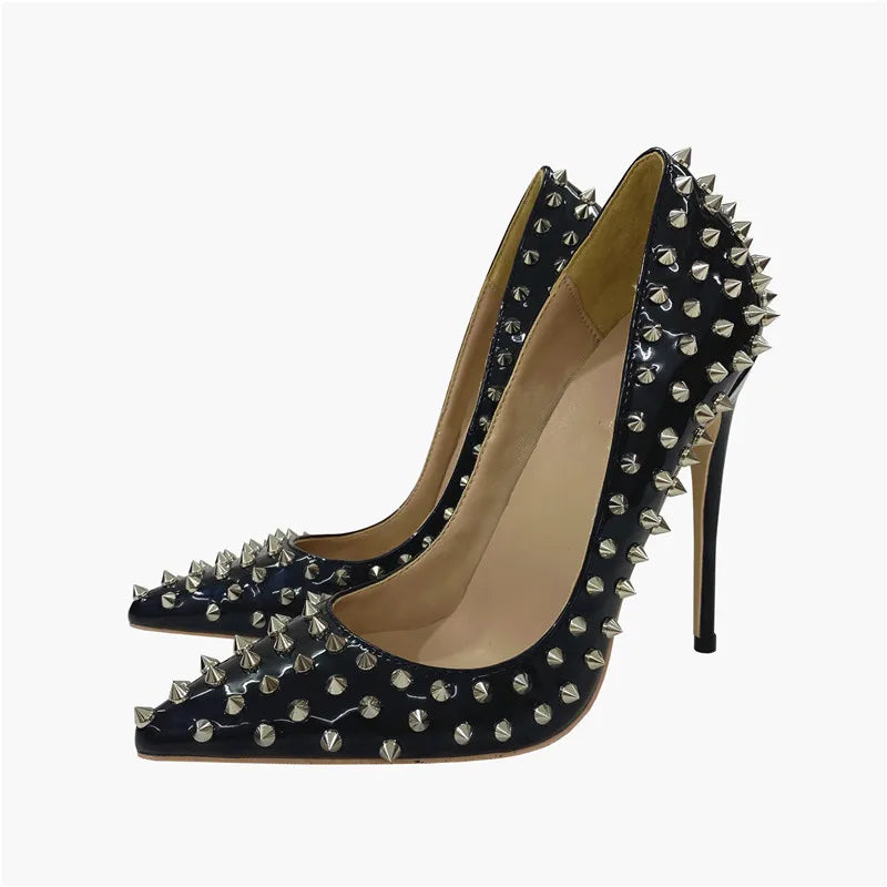All Spikes Rivets Women Pointed Toe High Heels/Thin Heel 8, 10, 12CM