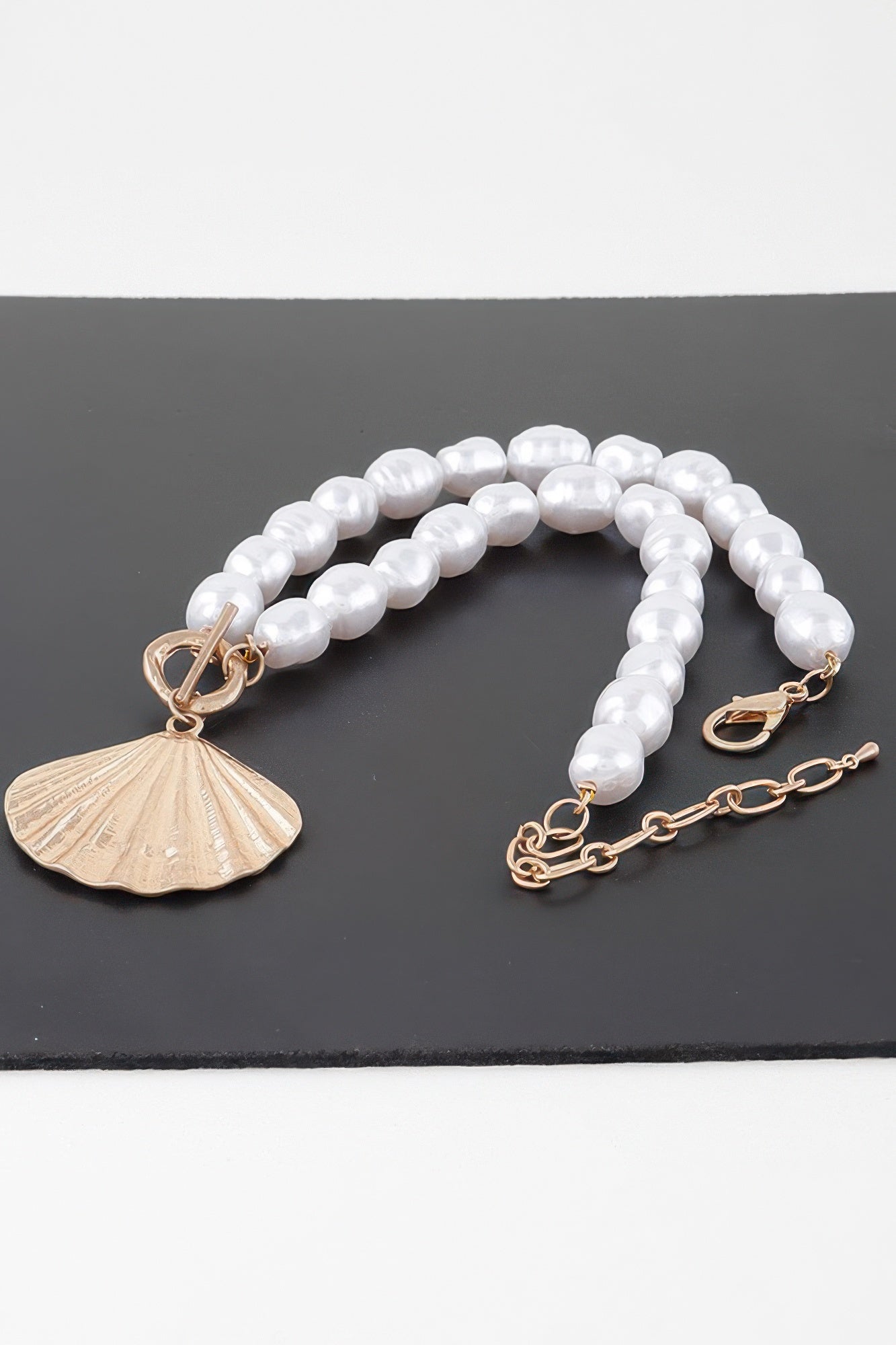 Pearl Seashell Toggle Necklace