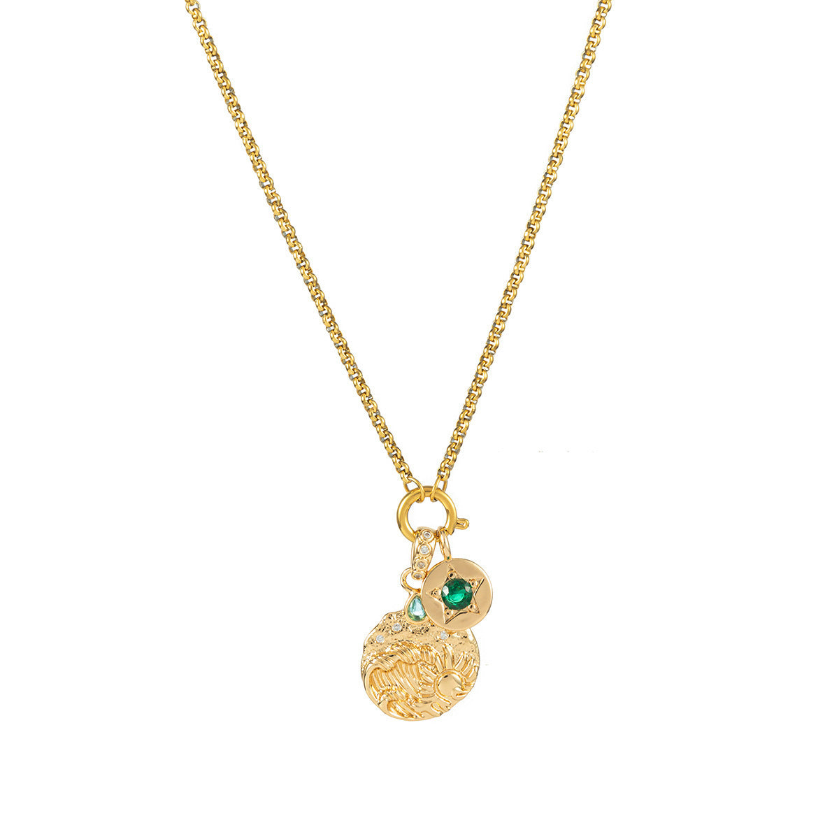 Color Pendant Necklace Female Twelve Birthstone Square Color Zircon