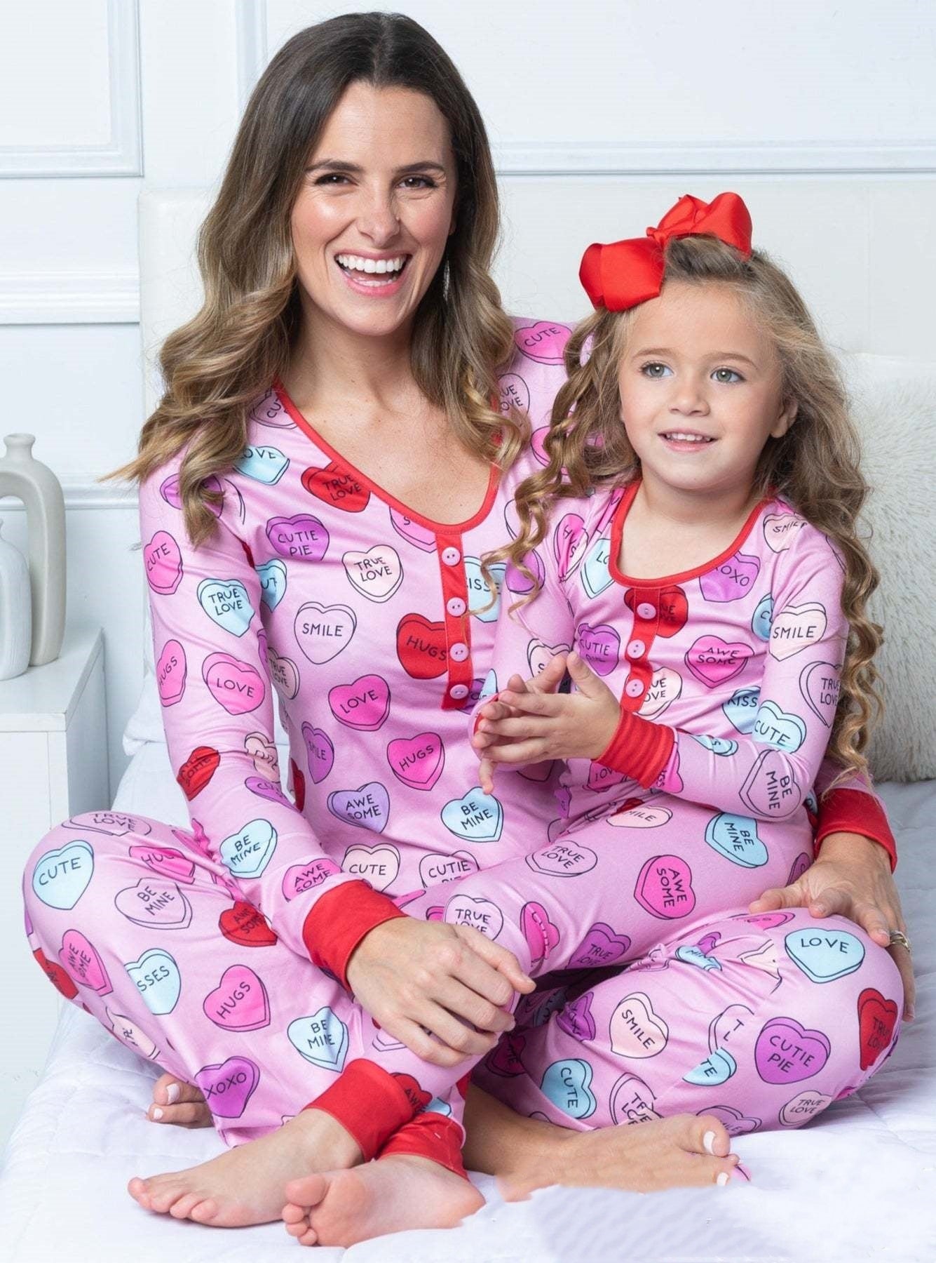 Heart Printing Leisure Pajamas Pajamas Parent-child Suit