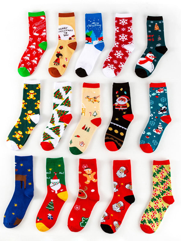 New autumn and winter Christmas mid-calf socks Christmas socks