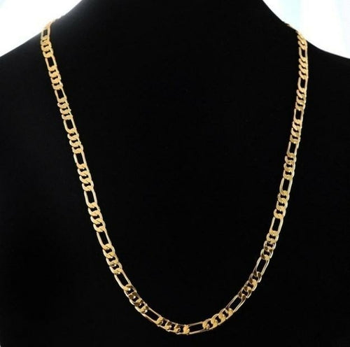 24K Gold Platinum Plated Chains 4.5mm Men's NK Links Figaro Necklace