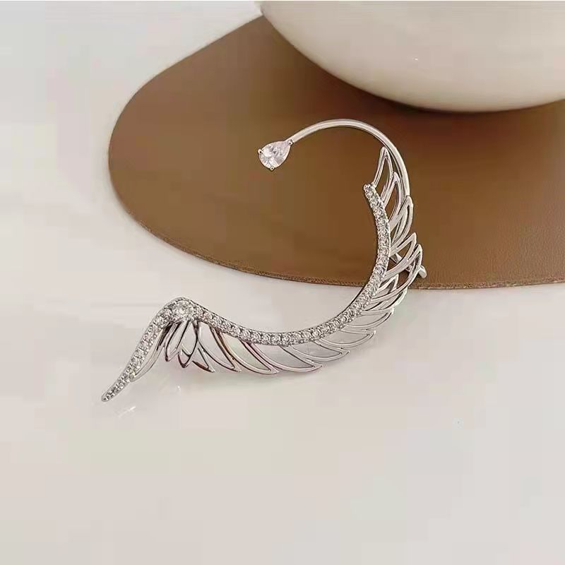 Zircon Wings Ear Hanging Metal Cold Style Personality Stud Earrings