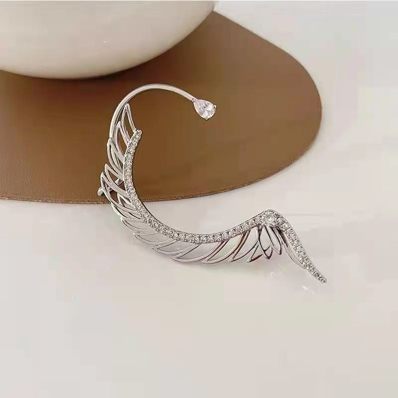 Zircon Wings Ear Hanging Metal Cold Style Personality Stud Earrings