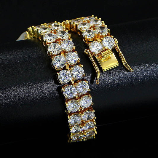 Micro Inlaid Zircon Double Row Men's Bracelet