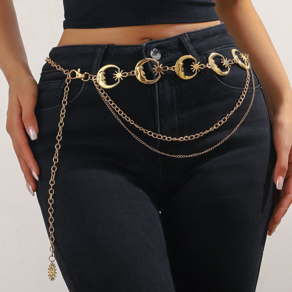 Crescent Waist Chain Tassel Multi-layer Chain Adjustable