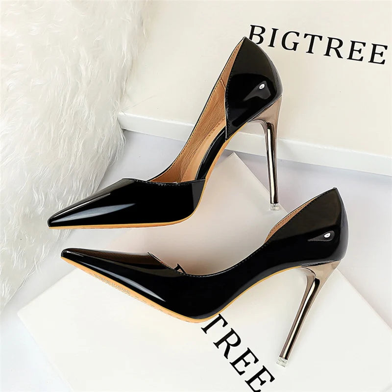 2023 Women 10.5cm Luxury Glossy High Heels-Variety Colors-Blue & Black