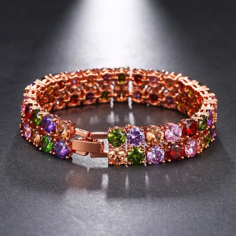 Emmaya Brand Fashion Charm AAA Cubic Zircon Multicolor Geometric Crystal Bracelets For Women Popular Jewelry Wedding Party Gift