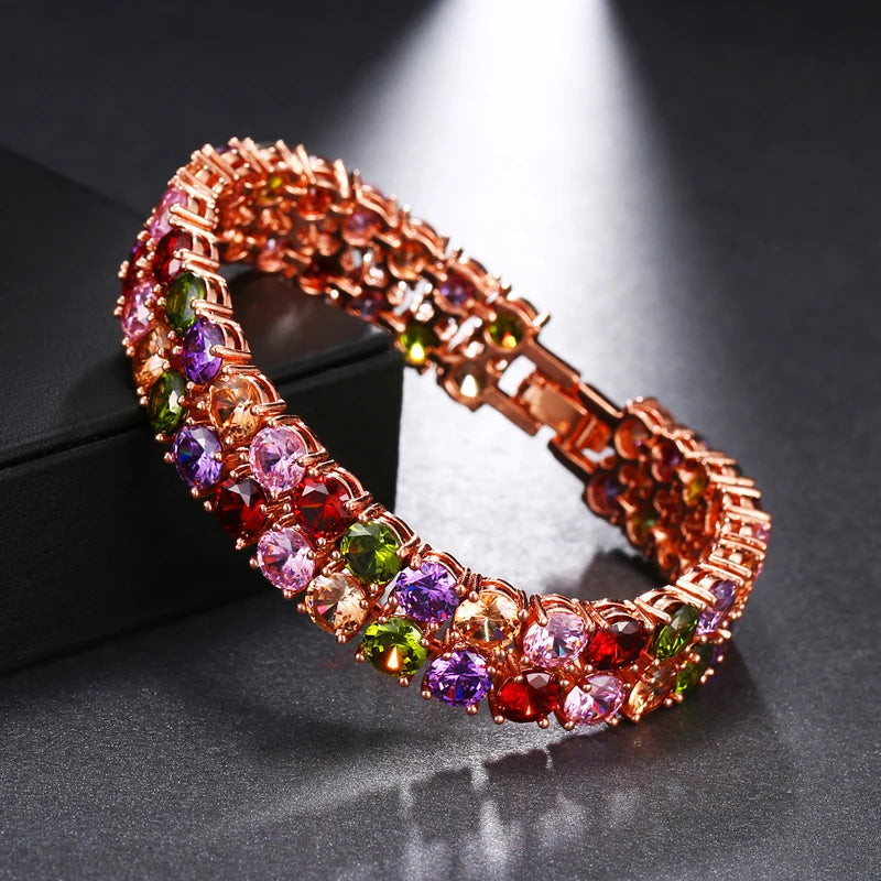 Emmaya Brand Fashion Charm AAA Cubic Zircon Multicolor Geometric Crystal Bracelets For Women Popular Jewelry Wedding Party Gift