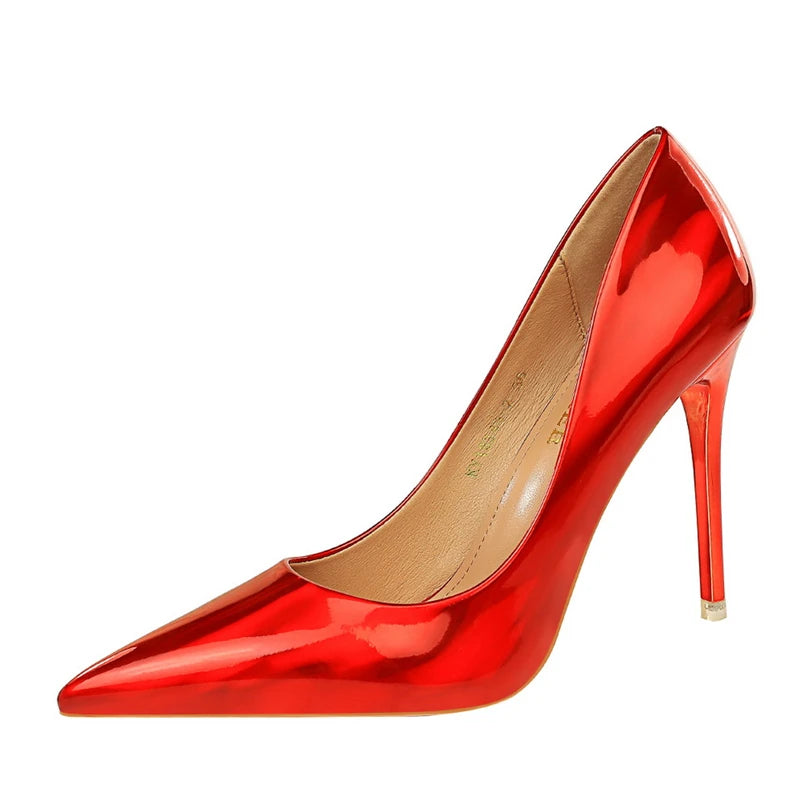 Tacones altos de 10,5 cm para mujer 2023 en variedad de colores: camello, nude, marrón, plata, rojo, champán, dorado y tacones de aguja de lujo con brillo