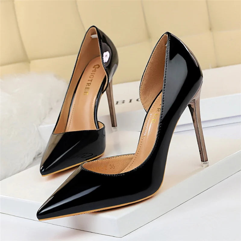 2023 Women 10.5cm Luxury Glossy High Heels-Variety Colors-Blue & Black