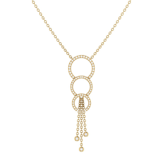 Chandelier Circle Trio Bolo Adjustable Diamond Lariat Necklace in 14K