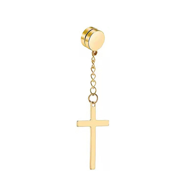 Titanium Steel Iron-absorbing Cross Eardrops Stud Earrings