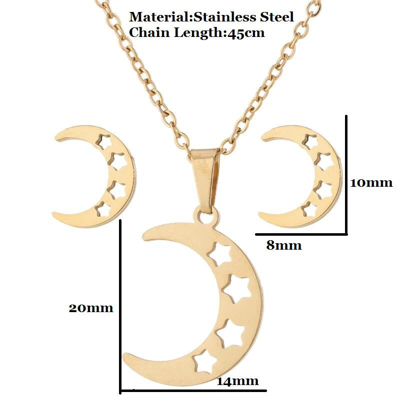 Nuevo conjunto de collar y pendientes geométricos de acero inoxidable para clavícula