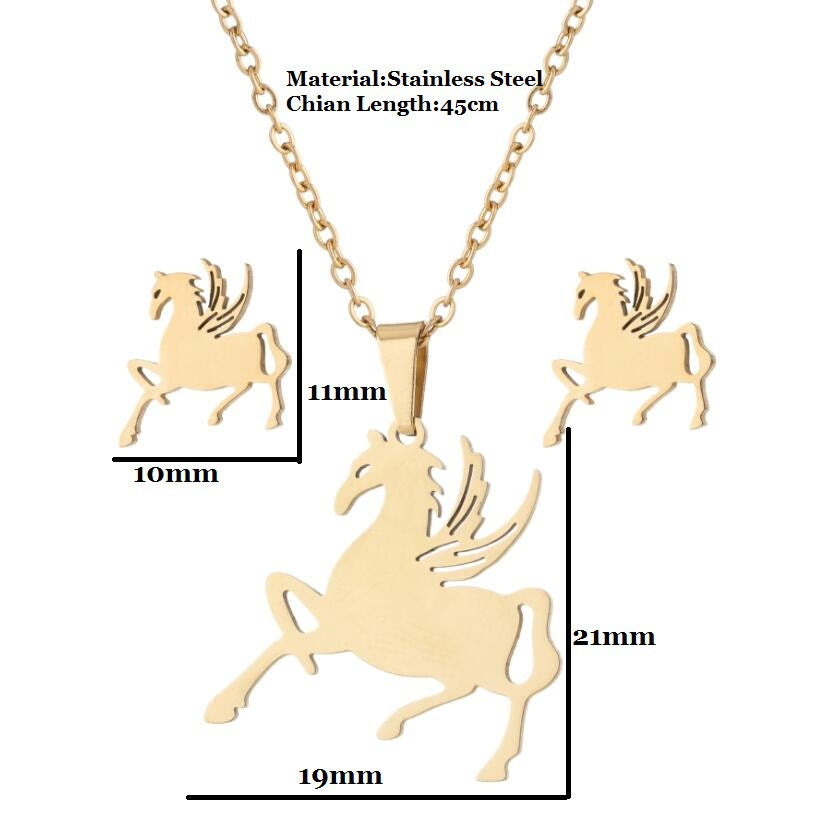 Nuevo conjunto de collar y pendientes geométricos de acero inoxidable para clavícula