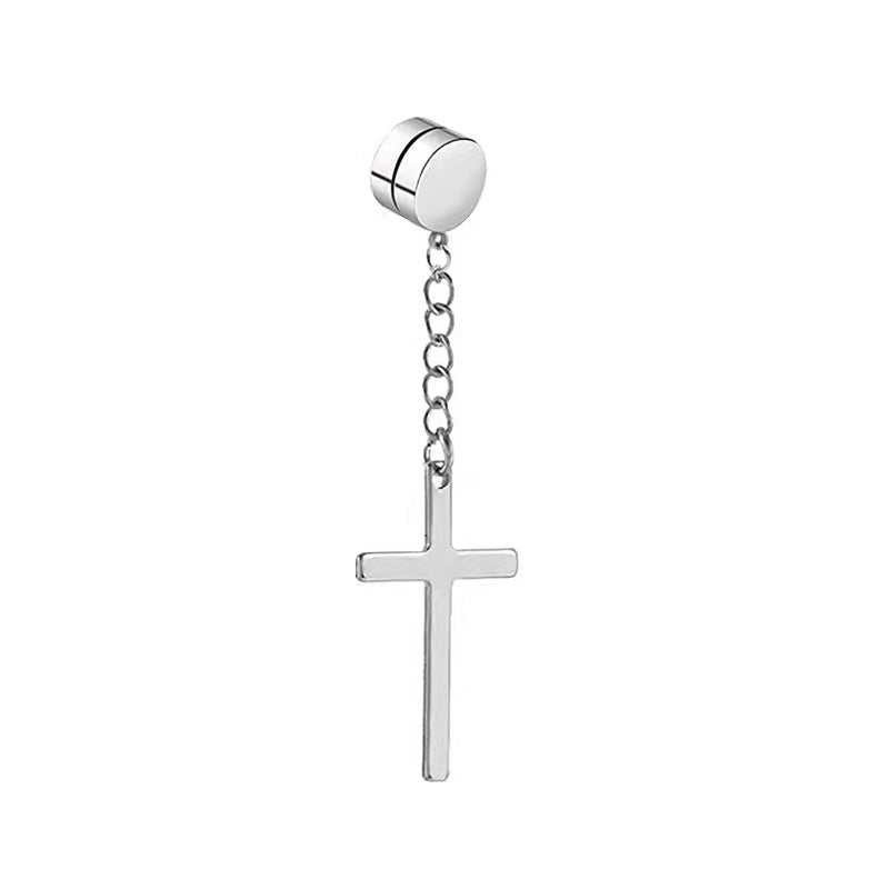 Titanium Steel Iron-absorbing Cross Eardrops Stud Earrings