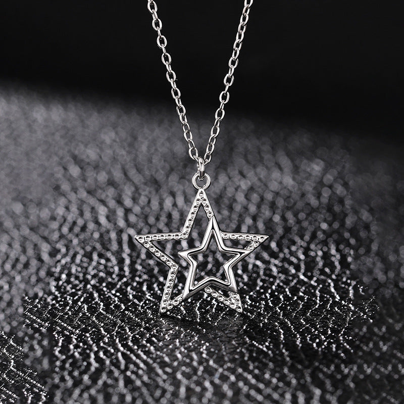 Retro Five-pointed Star Necklace Hollow Stars Simple Sweater Chain