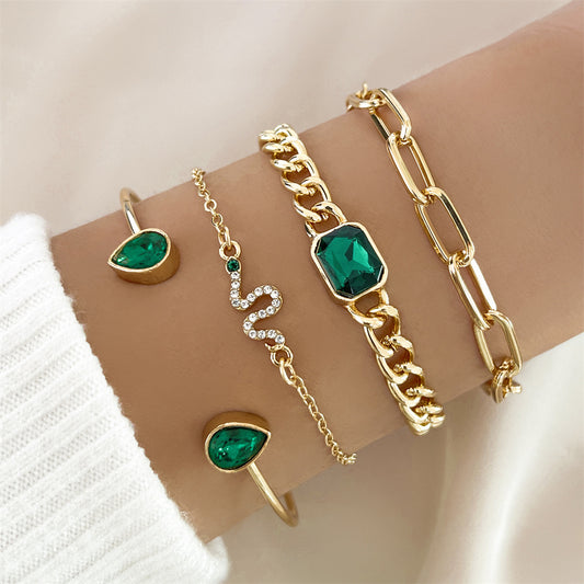 Traje de pulsera de diamantes verdes de primera calidad de moda