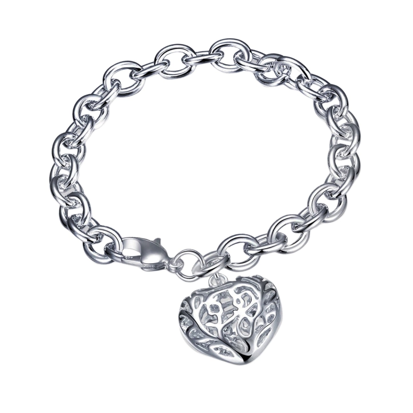 Pulsera de corazón hueco con hilo de plata 925