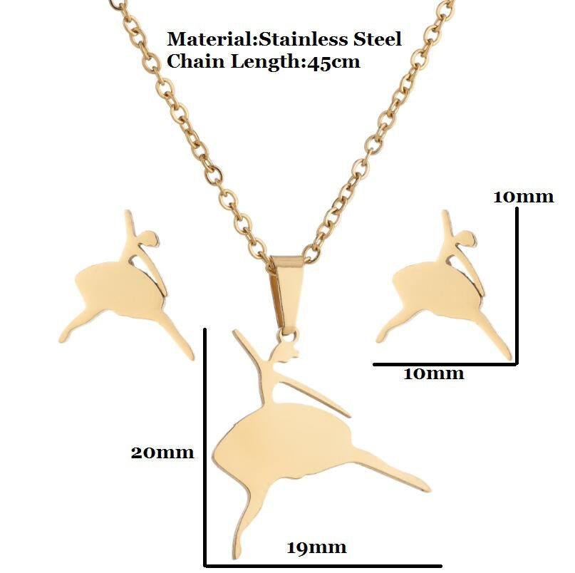 Nuevo conjunto de collar y pendientes geométricos de acero inoxidable para clavícula