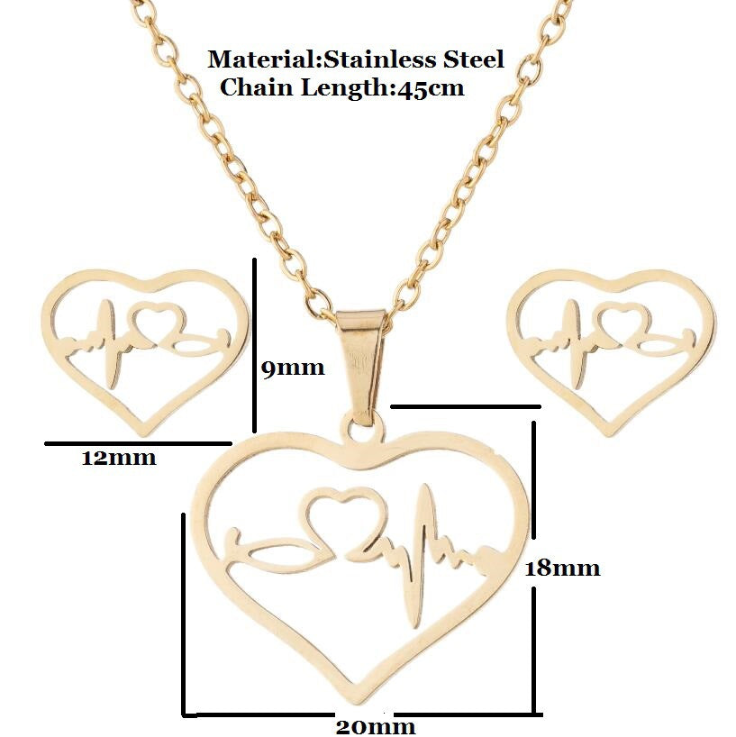 Nuevo conjunto de collar y pendientes geométricos de acero inoxidable para clavícula