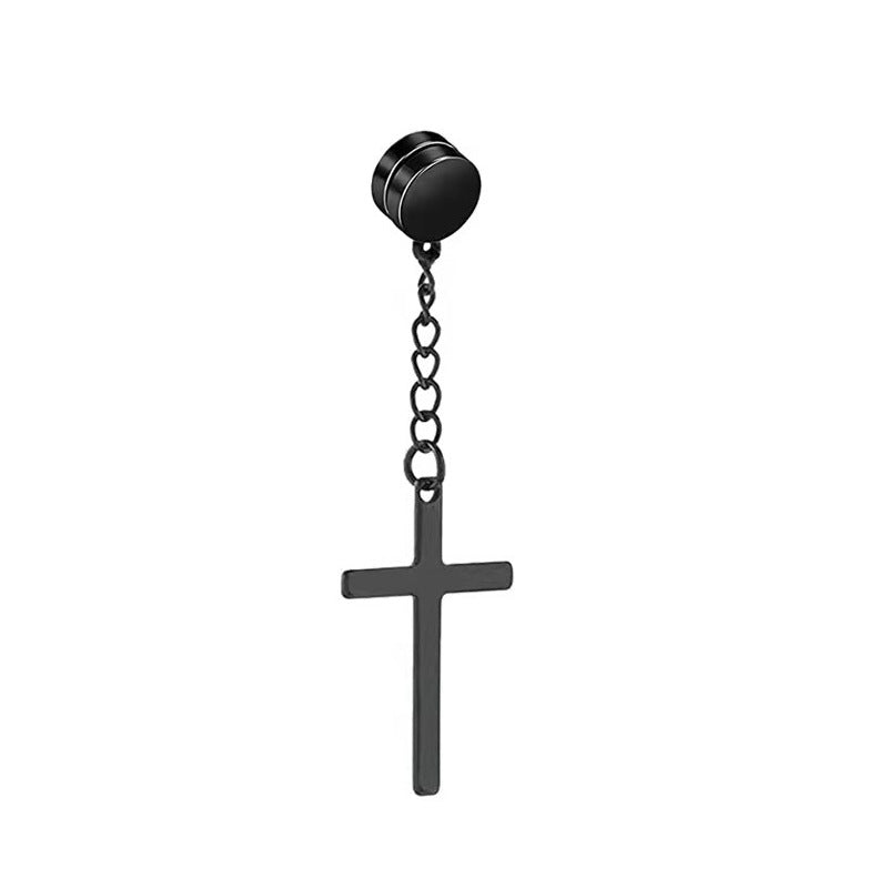 Titanium Steel Iron-absorbing Cross Eardrops Stud Earrings