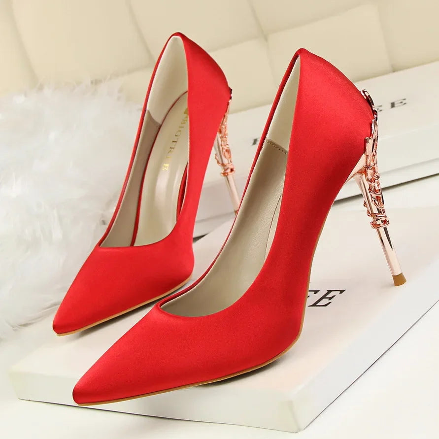 Metal Pointed Toe Thin Heel High Heels Variety Color Heels