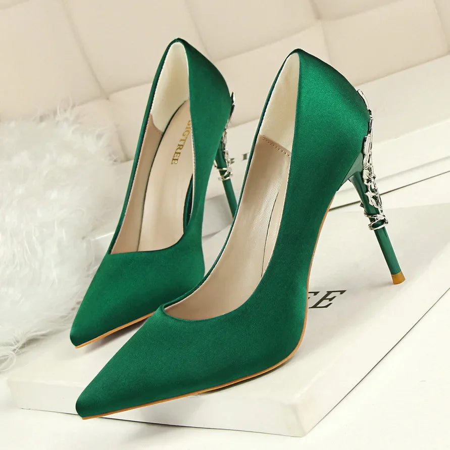 Metal Pointed Toe Thin Heel High Heels Variety Color Heels