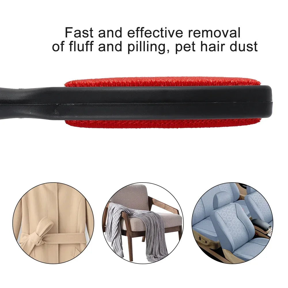 Brush with Black Handle- Double-Sided Lint Remover Brush, Pet Hair and Dust Cleaner for Clothing, Bedding, Upholstery Reusable