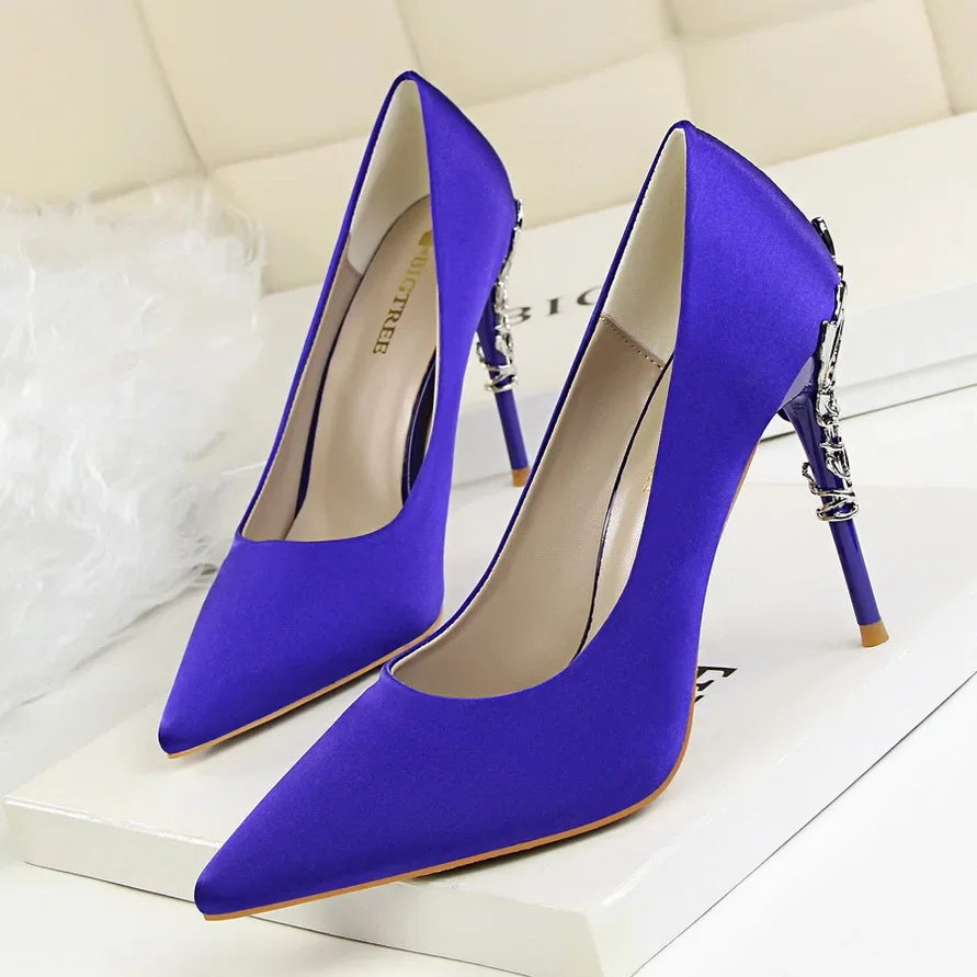 Metal Pointed Toe Thin Heel High Heels Variety Color Heels