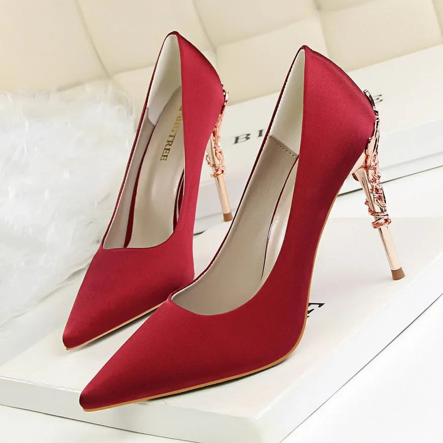 Metal Pointed Toe Thin Heel High Heels Variety Color Heels