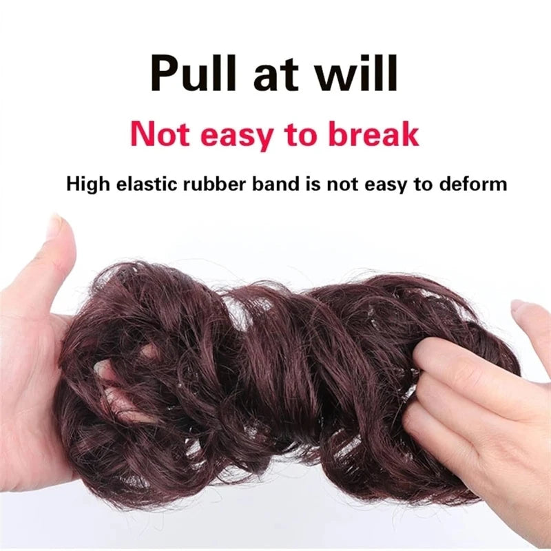 Synthetic Fashion Messy Curly Hair Buns Elastic Band in Hair Extension Chignon Updo for Women Accessories Hairpiece Cover Hair