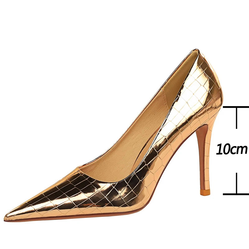 Metal Stone Pattern High Heels Variety Colors