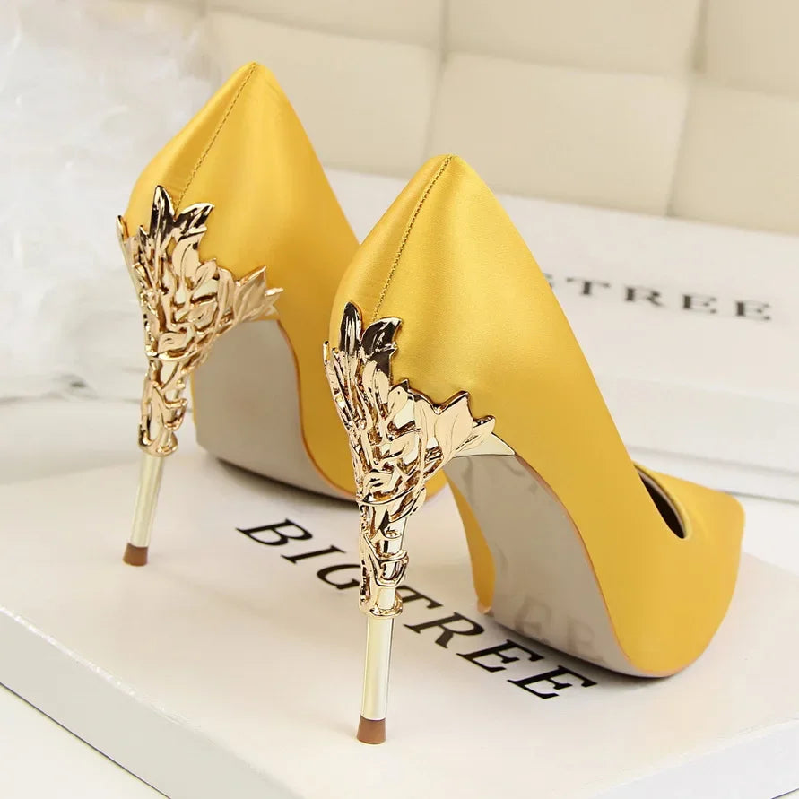 Metal Pointed Toe Thin Heel High Heels Variety Color Heels