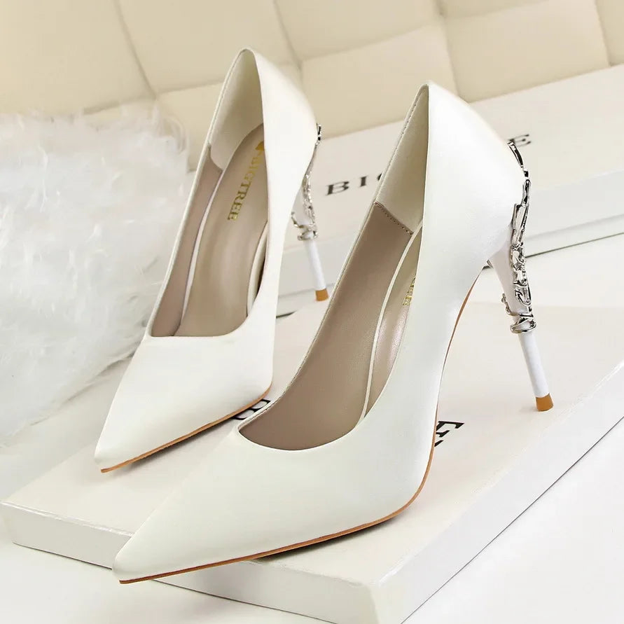 Metal Pointed Toe Thin Heel High Heels Variety Color Heels