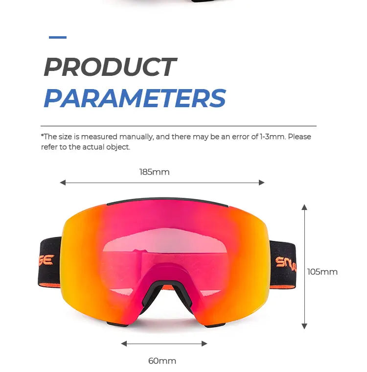 Anti-fog Sports Eyewear oem custom design logo color magnetic lens ski goggles