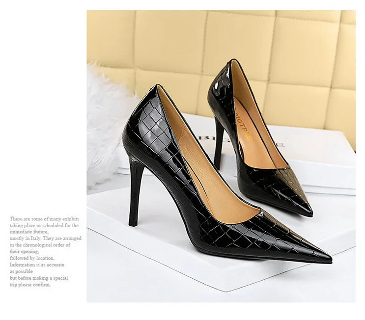 Metal Stone Pattern High Heels Variety Colors