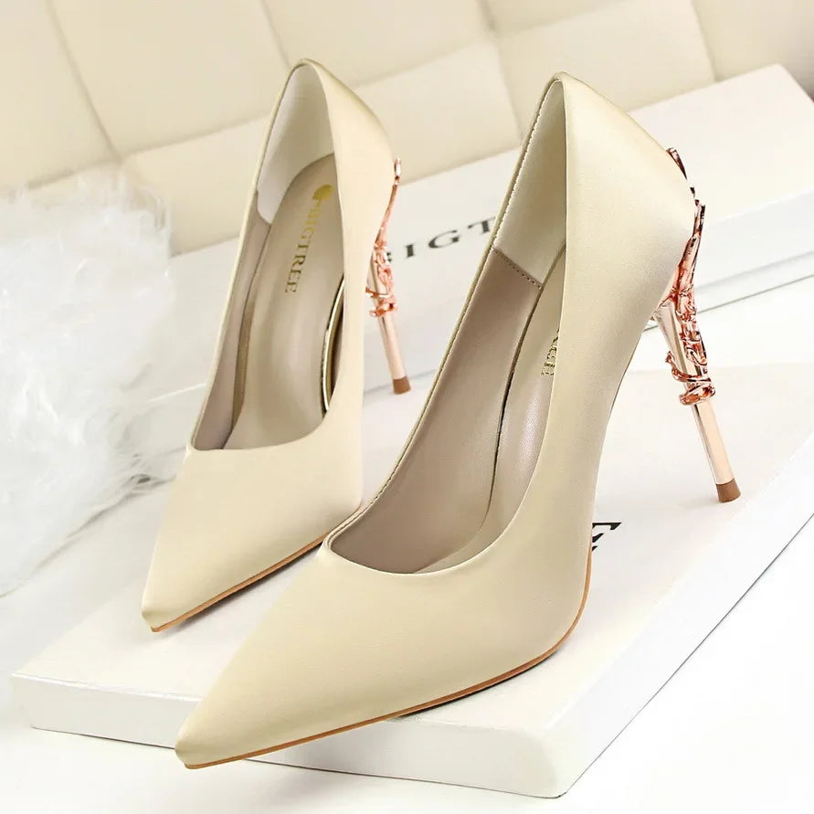 Metal Pointed Toe Thin Heel High Heels Variety Color Heels