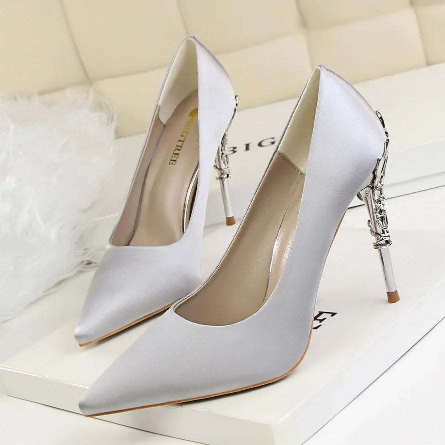 Metal Pointed Toe Thin Heel High Heels Variety Color Heels